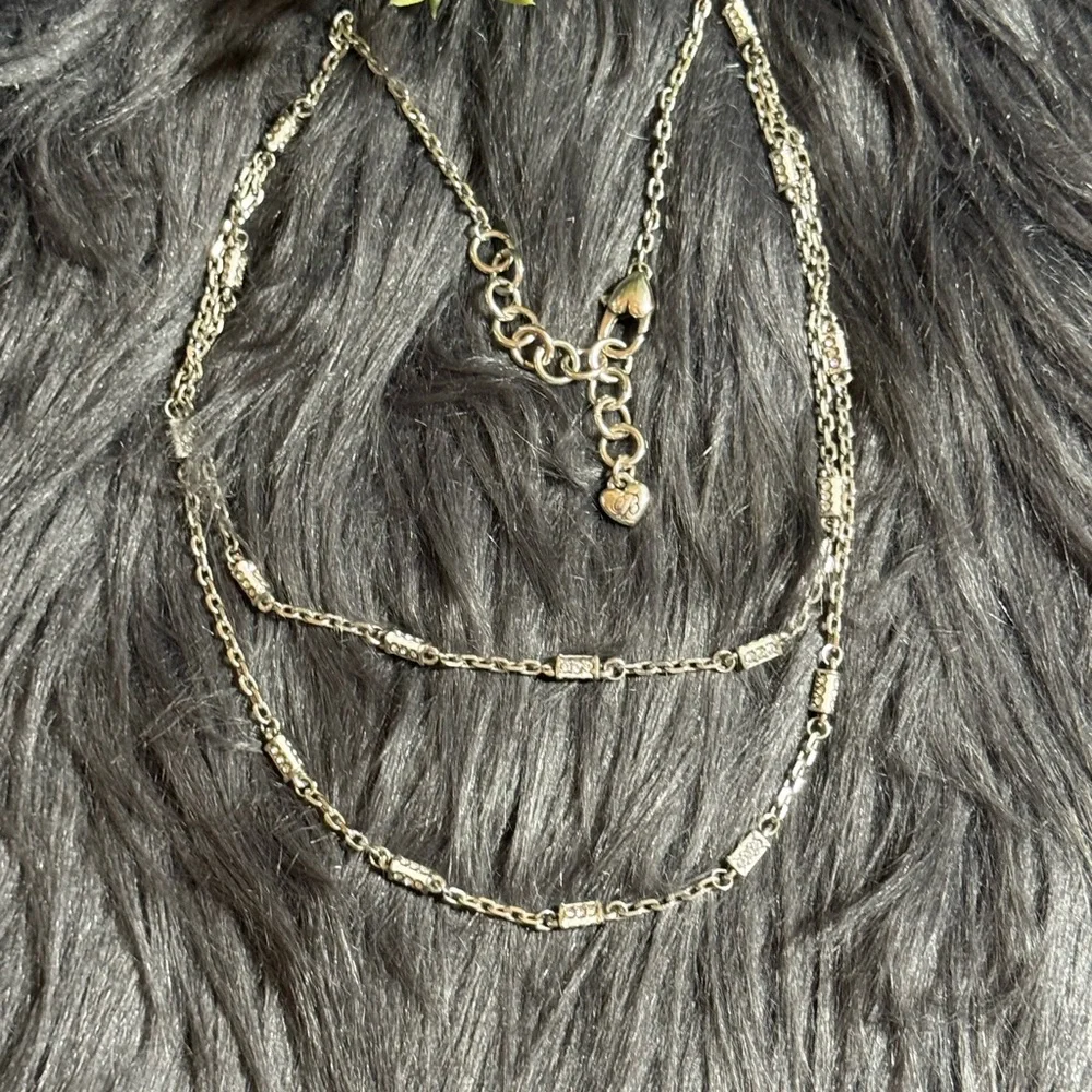 Brighton Silver-Tone‎ Rhinestone Double Strand Necklace